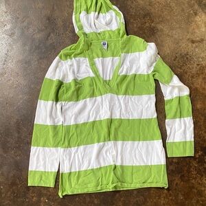 GAP Green and White Striped Hoodie